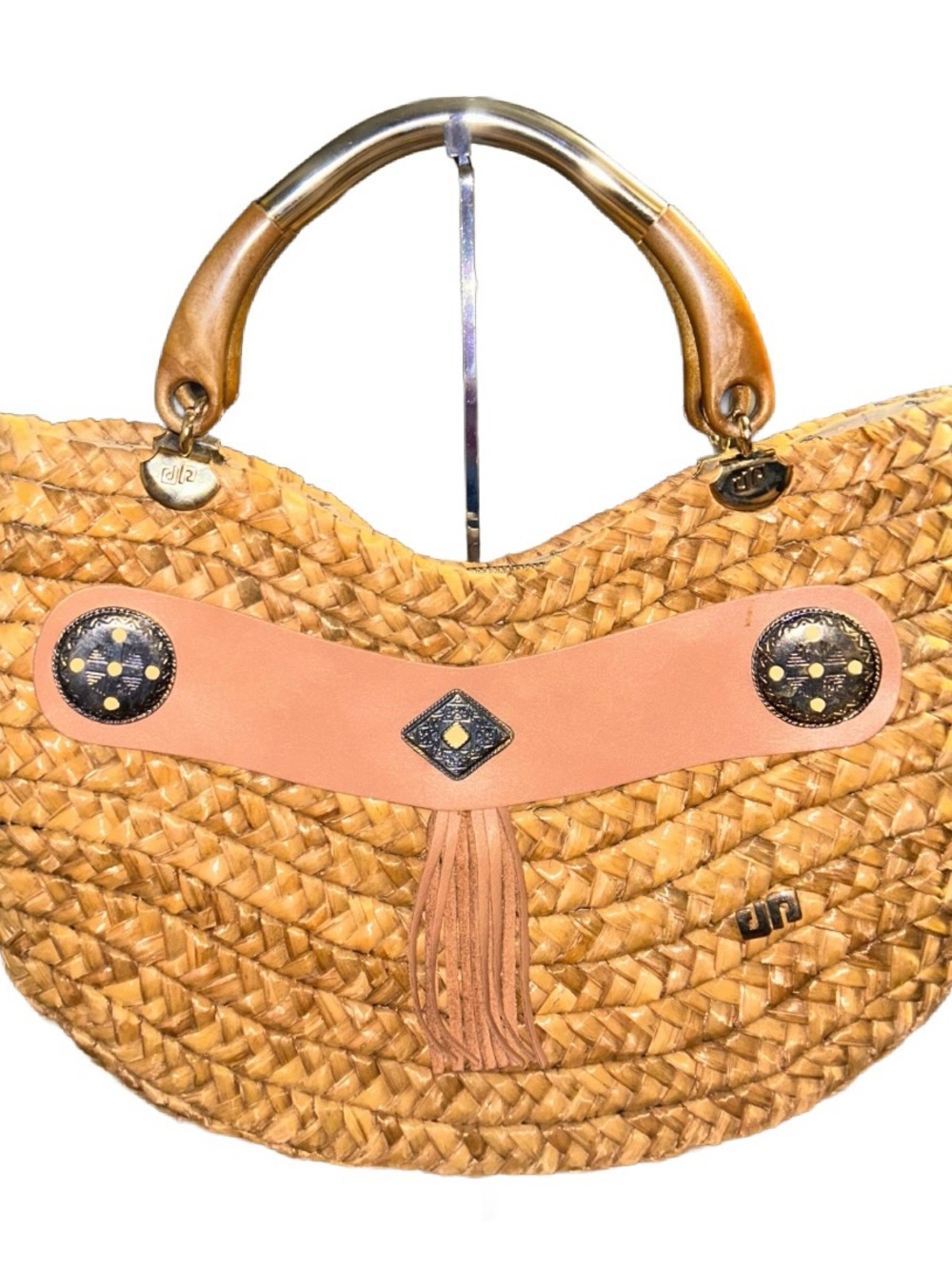 Pier Giorgio • Vintage • Brown • Wicker •  Bamboo Straw • Handbag